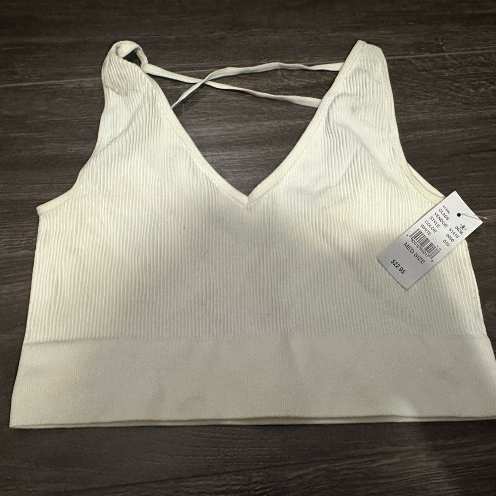 White ribbed bra top